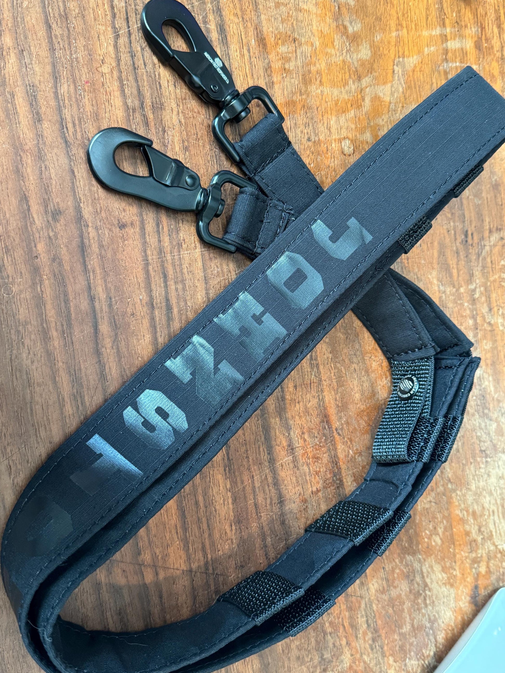 Lightweight ripstop radio strap for firefighters and EMTs
