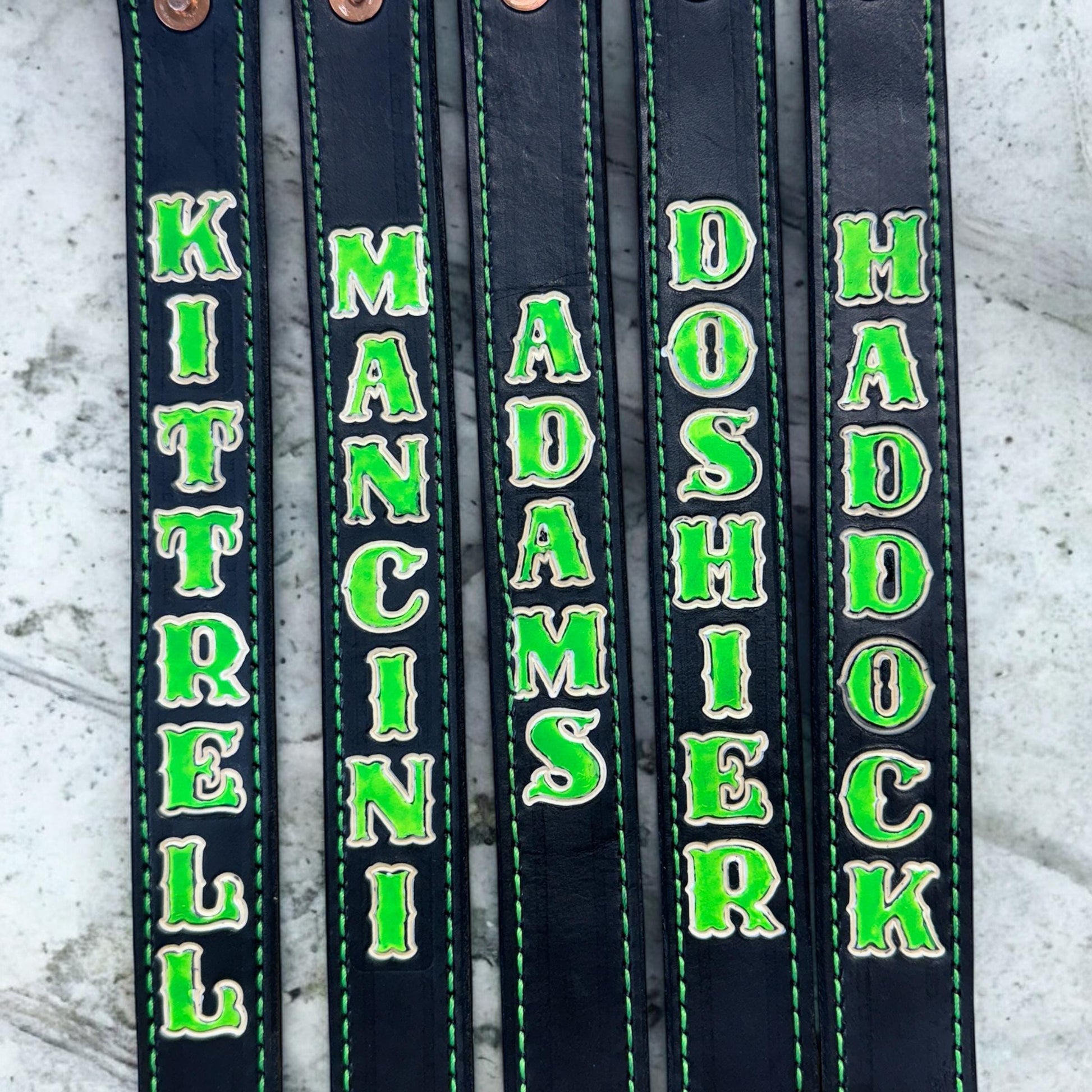 Custom glow in the dark leather SCBA pull tab in long style
