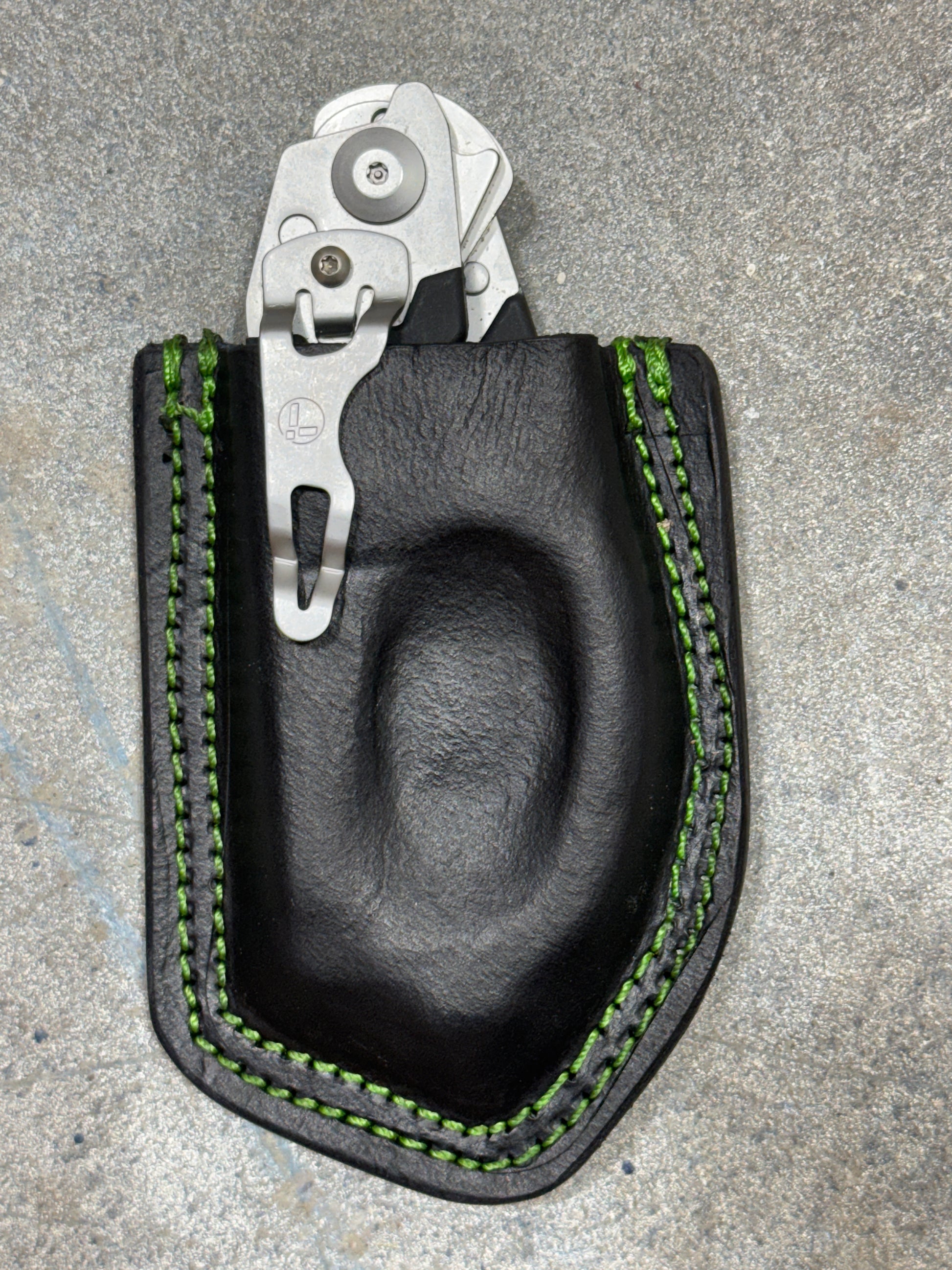 Custom leather sheath designed for Leatherman Raptor shears