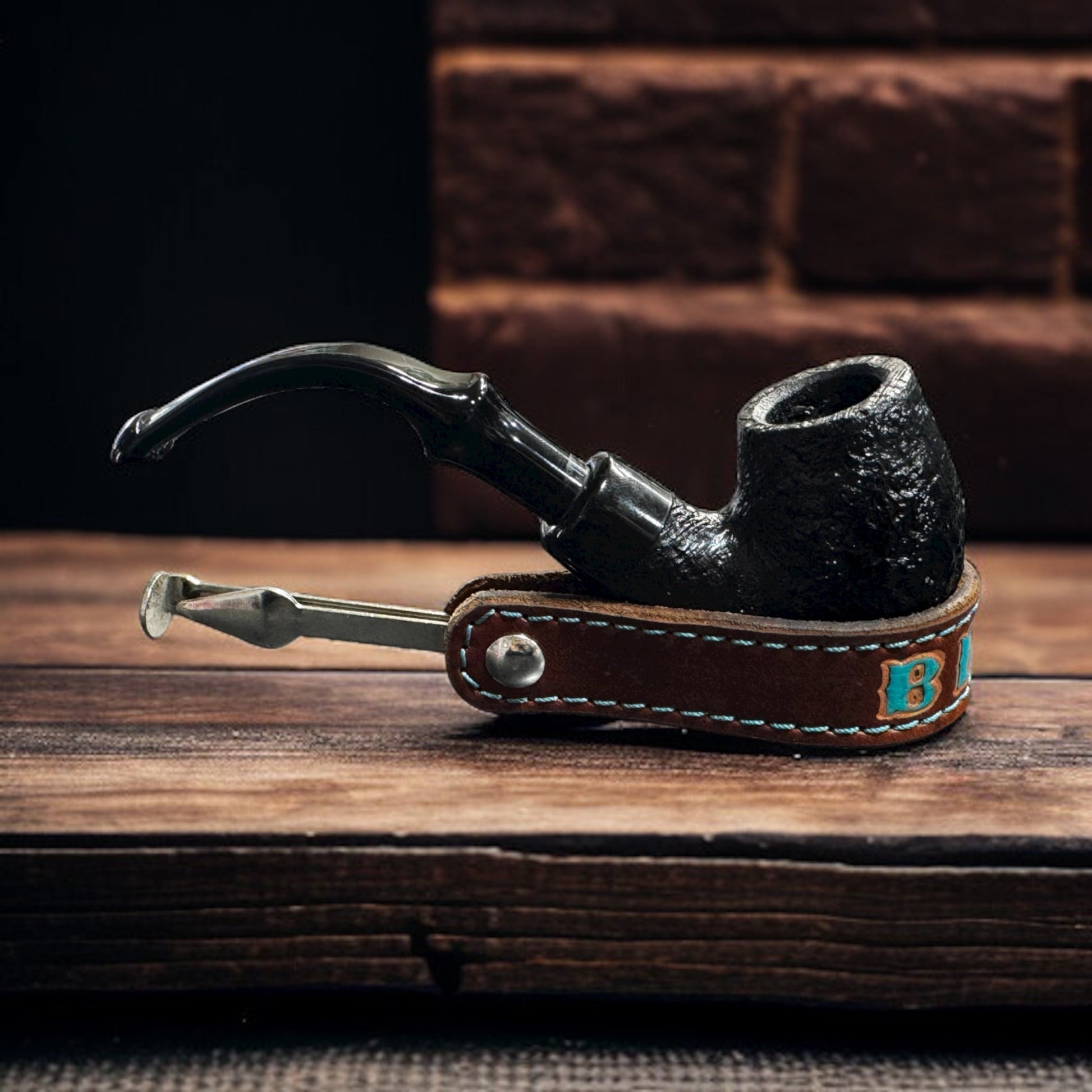Custom Leather Pipe Holder with 3-in-1 Tamper Tool with Name