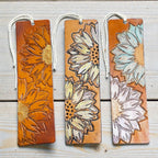 Tooled & Hand Painted Sunflower Leather Bookmark