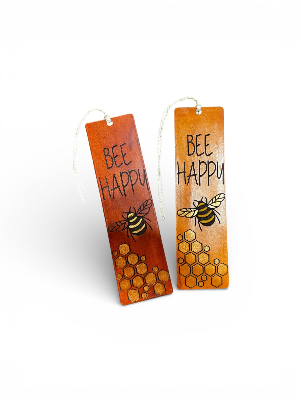 Bee Happy – Hand Painted Leather Bookmark