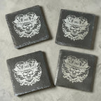 Firefighter Slate Coasters – Skull Helmet Design – Set of 4