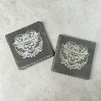 Firefighter Slate Coasters – Skull Helmet Design – Set of 4