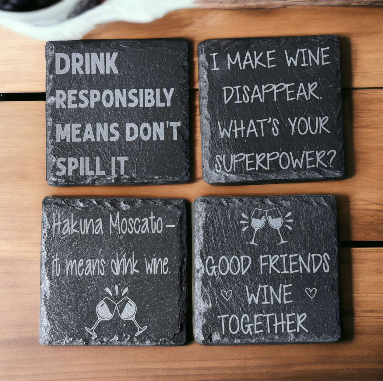 Funny Sarcastic Slate Coasters – Witty Drinkware for Smart Mouths
