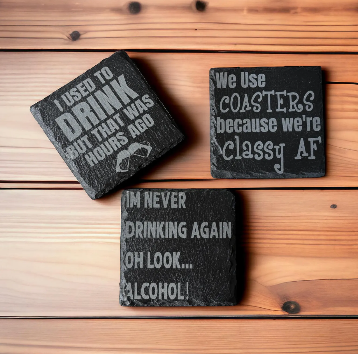Funny Sarcastic Slate Coasters – Witty Drinkware for Smart Mouths