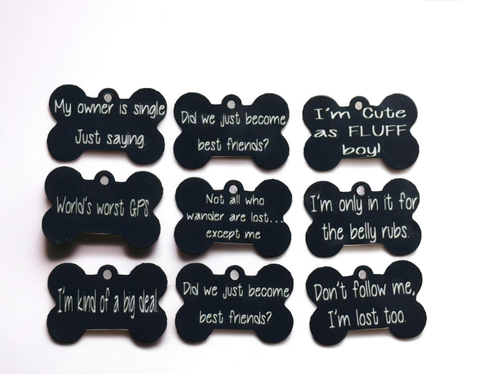 Funny dog ID tag for small dogs and puppies