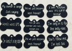 Custom engraved pet tag in black aluminum