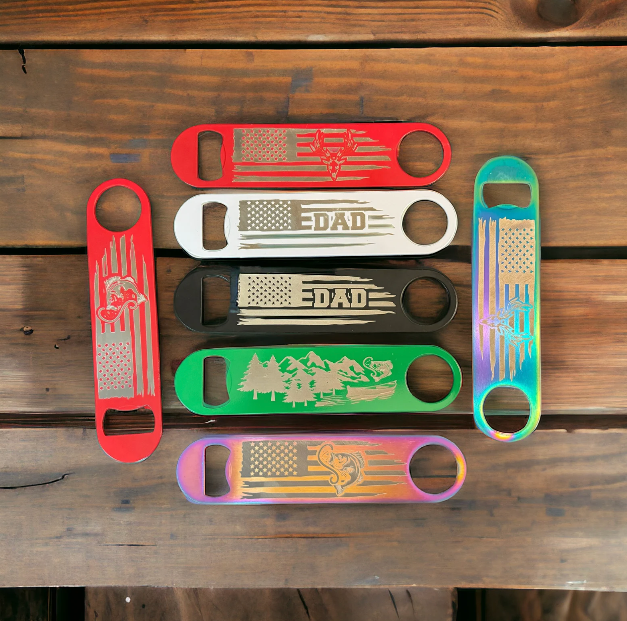Laser engraved hunting bottle opener with deer design