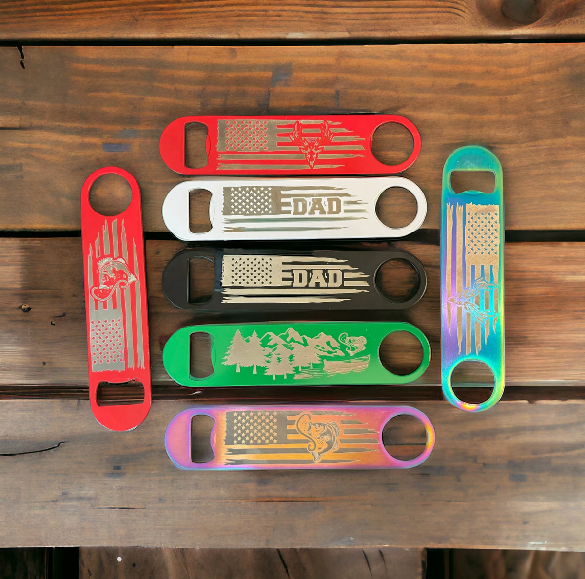 Laser engraved hunting bottle opener with deer design