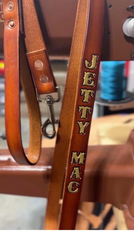 Custom Leather Dog Leash - Personalized with Name