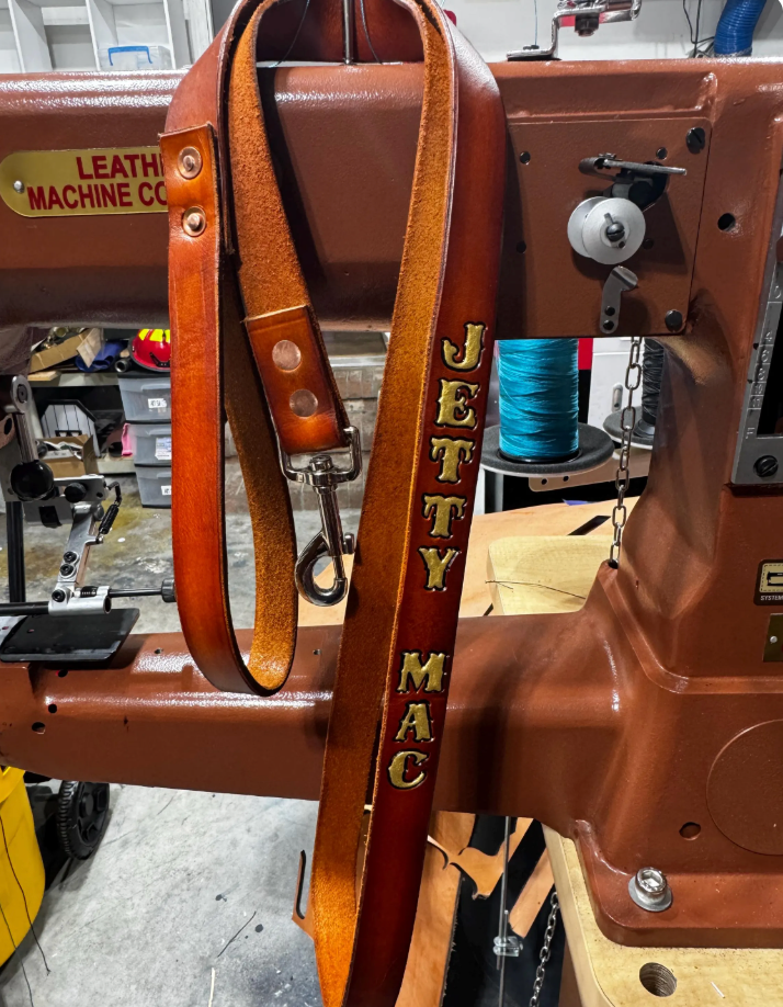 Custom Leather Dog Leash - Personalized with Name