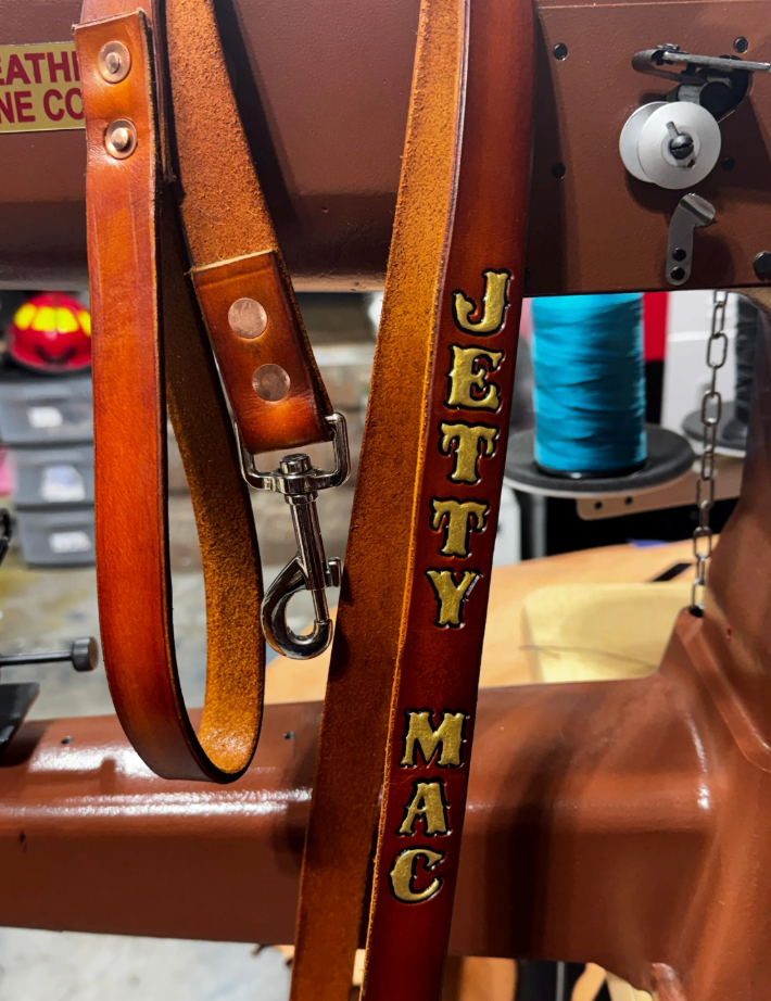 Custom Leather Dog Leash - Personalized with Name
