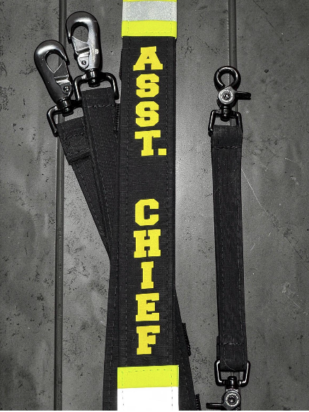 Custom Fabric Firefighter Radio Strap with Reflective Trim – Adjustable & Lightweight