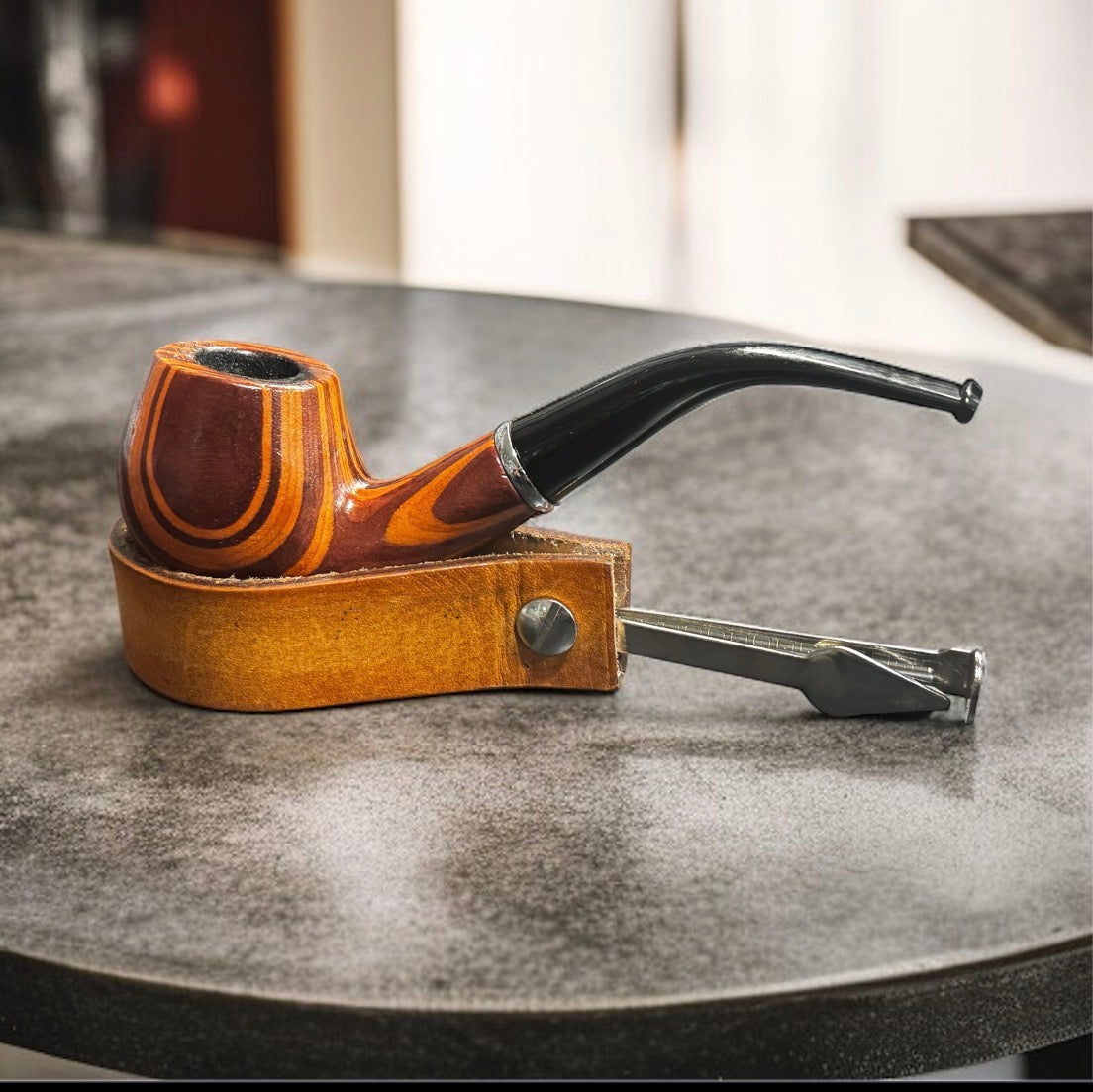 Custom Leather Pipe Holder with 3-in-1 Tamper Tool – Add Initials Free