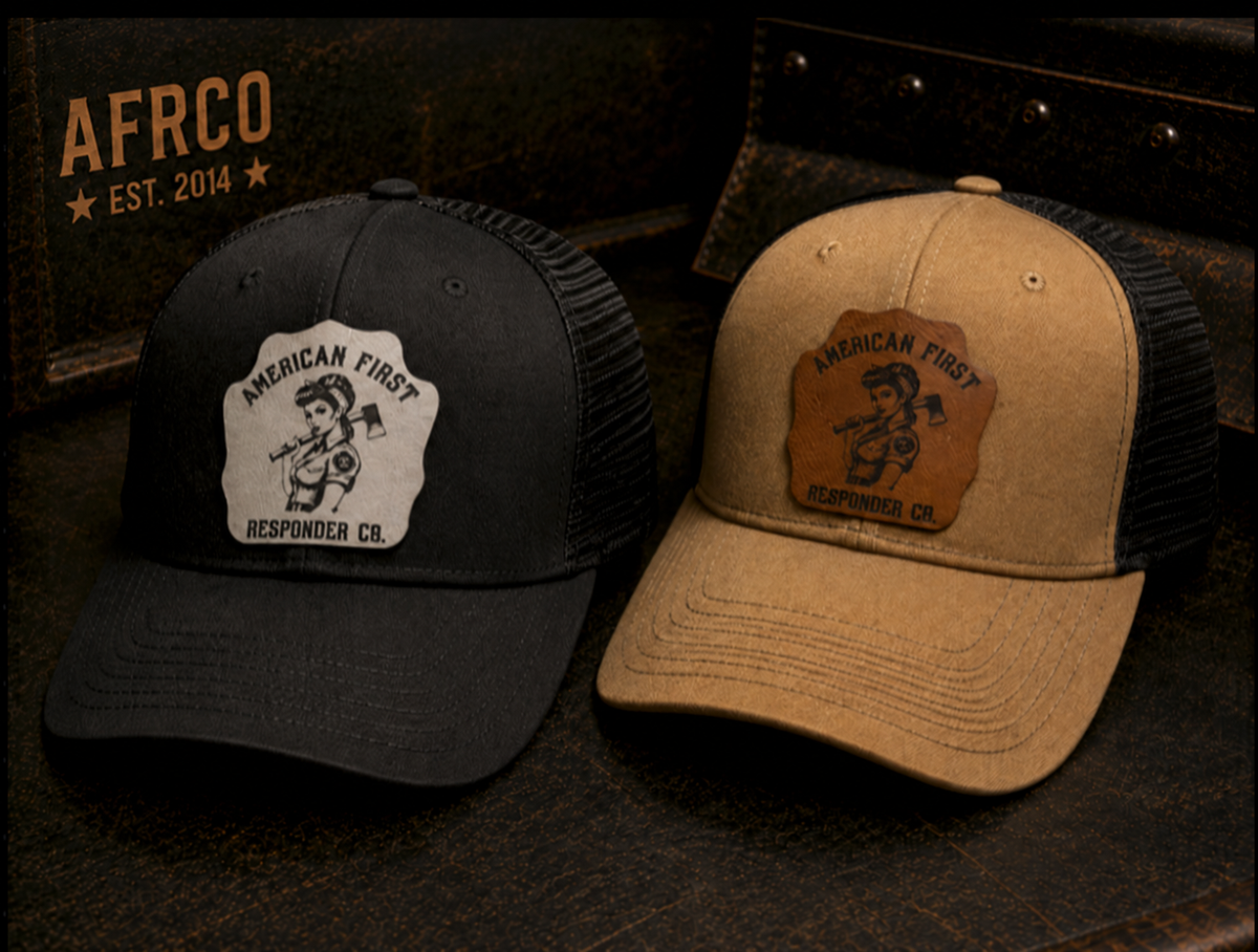Female Firefighter Leatherette Patch Trucker Hat