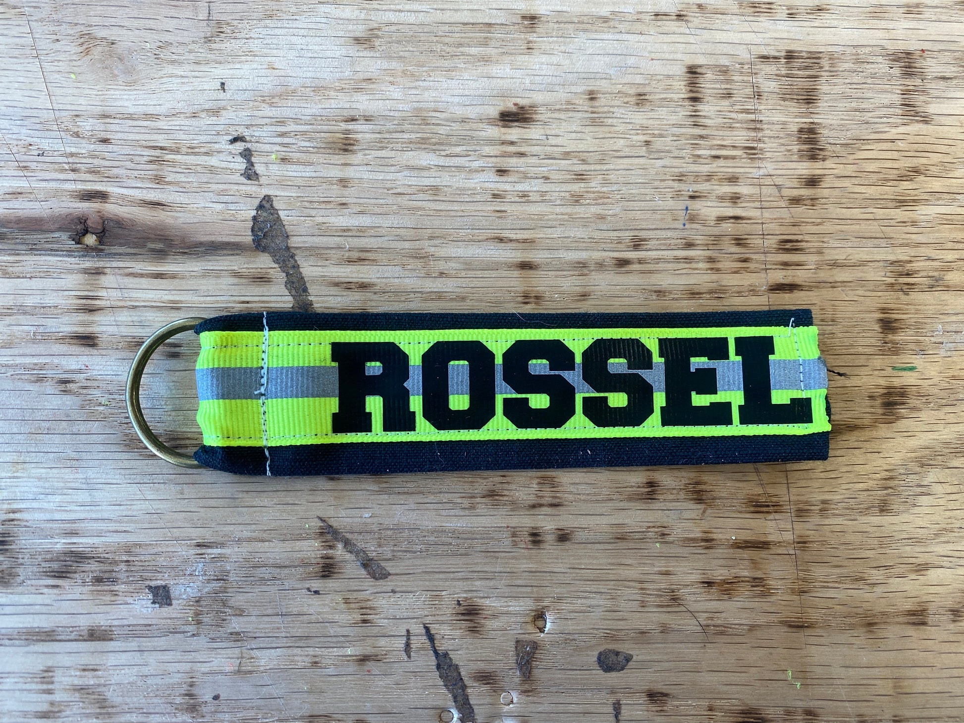 Firefighter keychain, Custom turnout gear reflective Firefighter Keychain, Firefighter Keychain, turnout gear style keychain, Keychain Tab