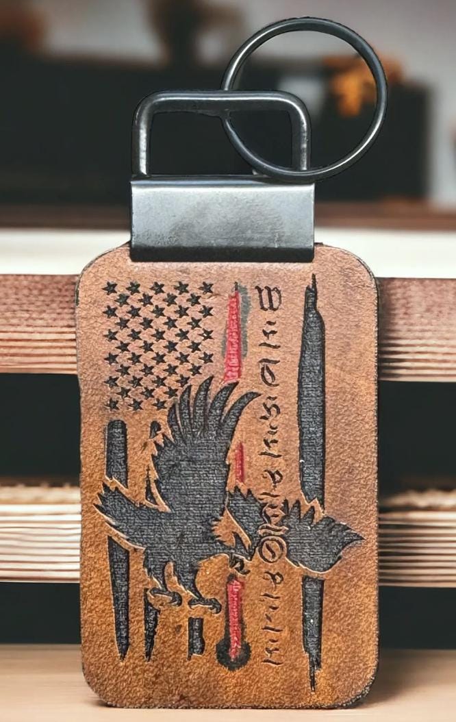 We the People Leather Keychain