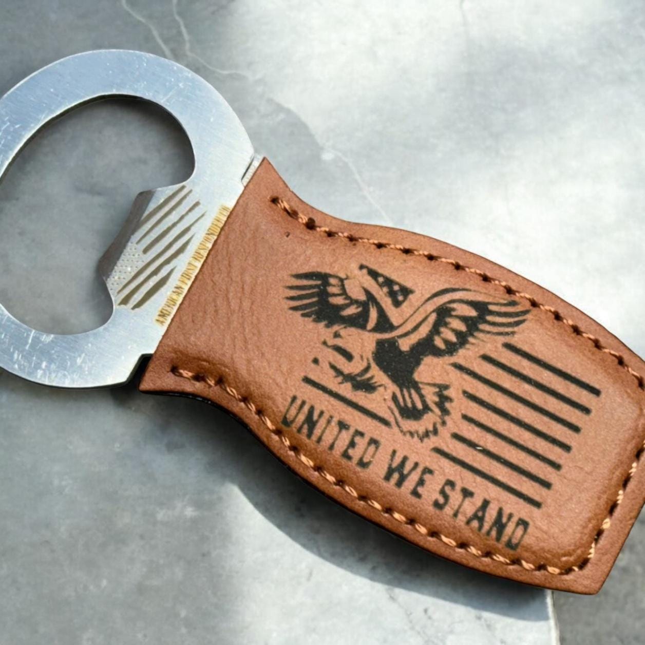 1st Amendment Leather & Metal Bottle Opener – Patriotic Gift for Beer Lovers