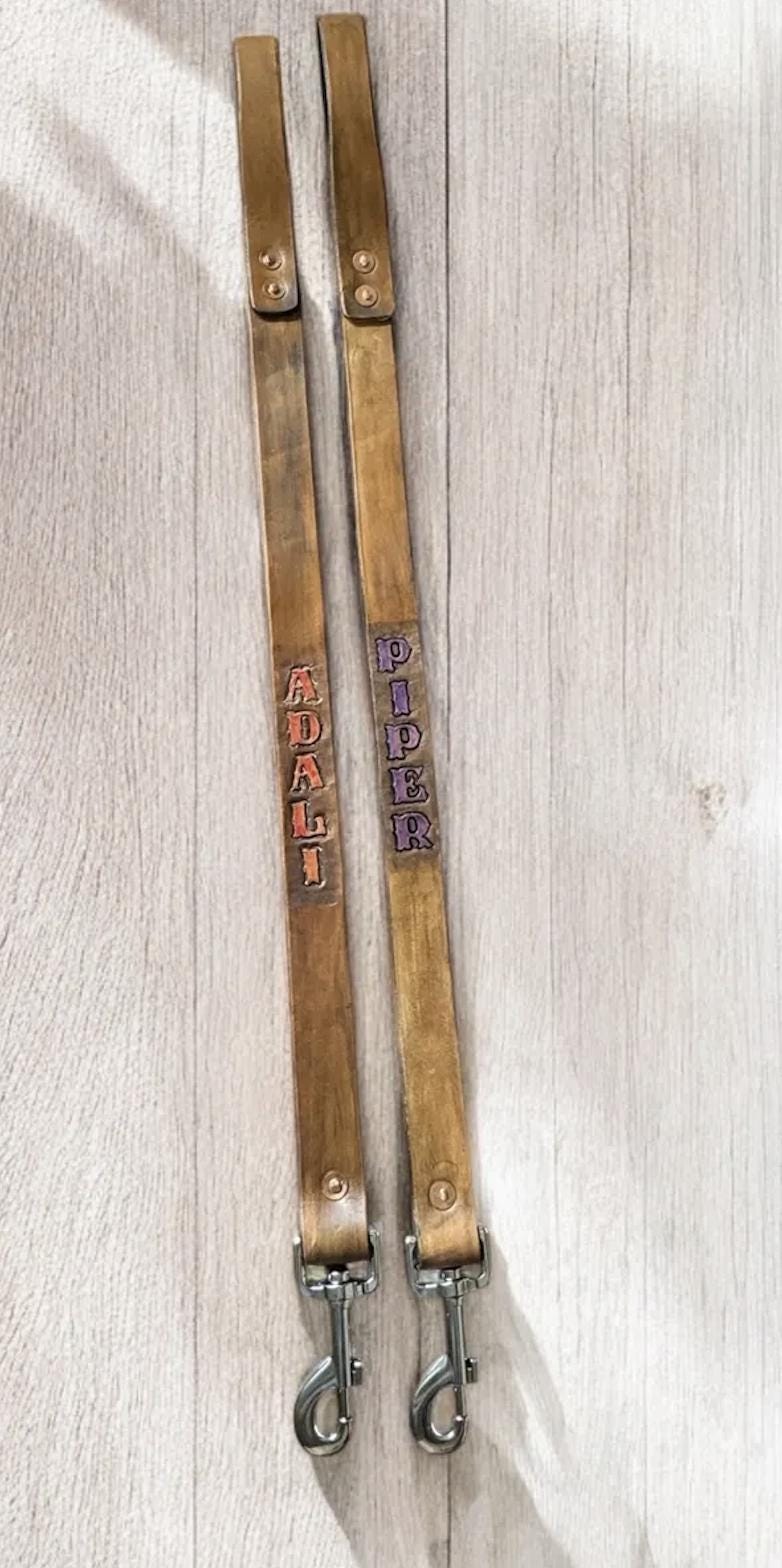 Custom Leather Dog Leash - Personalized with Name