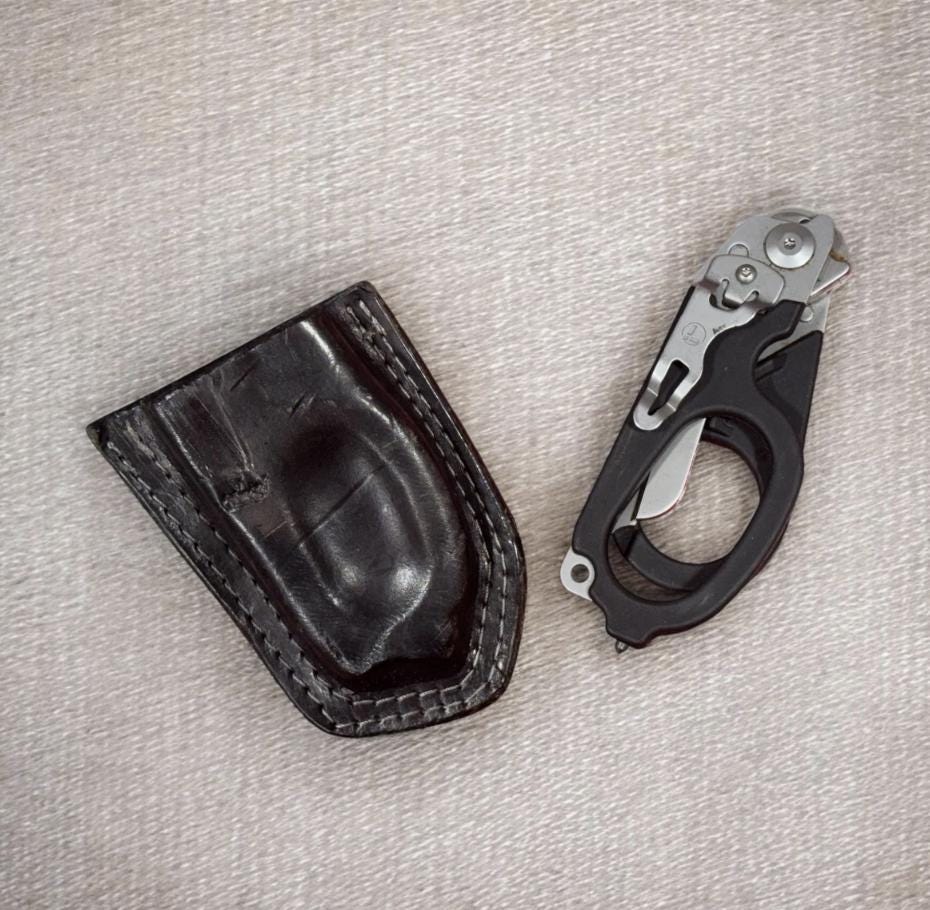 Raptor Shear Sheath & Glove Strap Gift Set, First Responder Essentials Kit, Leather Sheath for trauma shears, Glove Strap, gift set