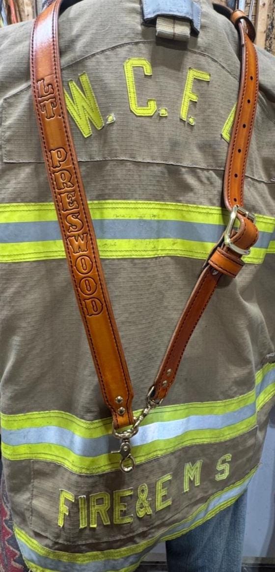 Leather Firefighter Radio Strap- Gifts For Firefighters- EMS Radio Strap- Custom Leather Radio Strap
