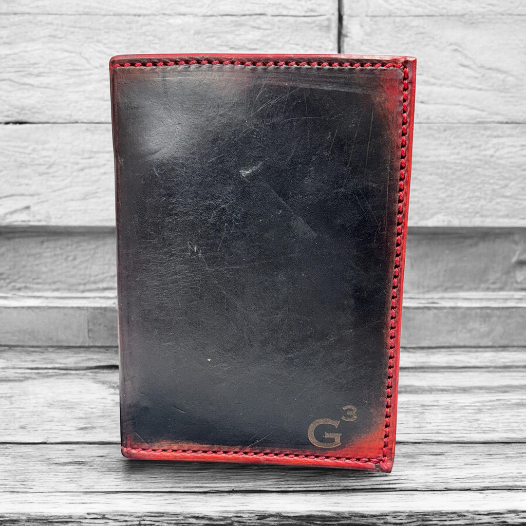 Handmade leather notebook cover for 3x5 Field Notes, hand dyed veg tan

